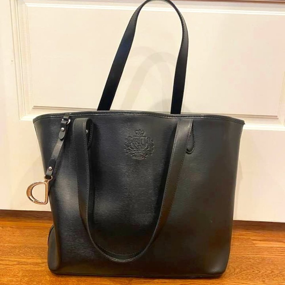 Ralph Lauren Black Leather Tote Bag